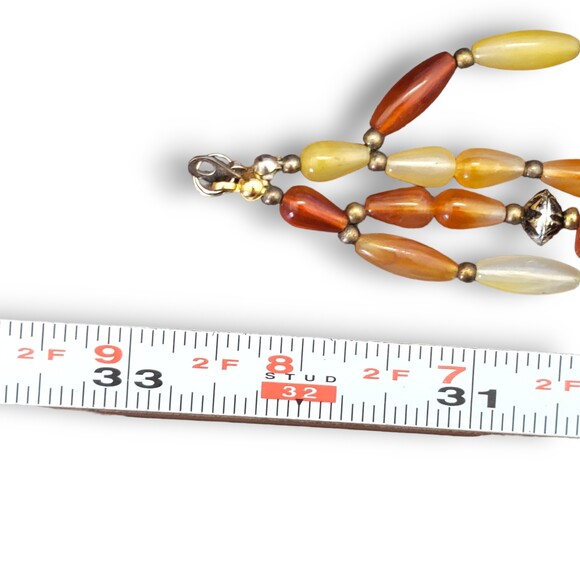 Multi Strand Beaded Long Necklace Root Beer Milky Honey - Picture 8 of 8